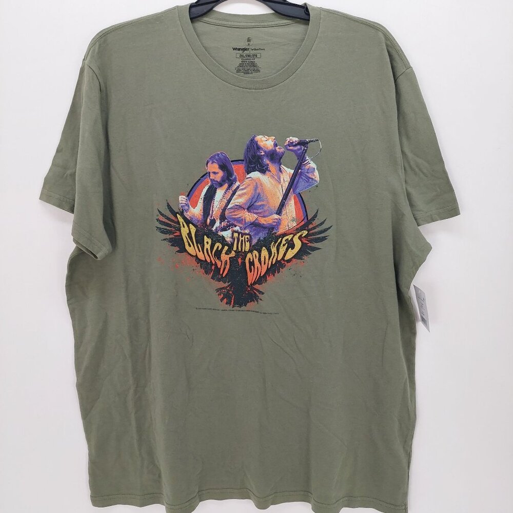 NWT The Black Crowes Graphic Band Tee T-Shirt Wrangler Olive Green Size 2XL